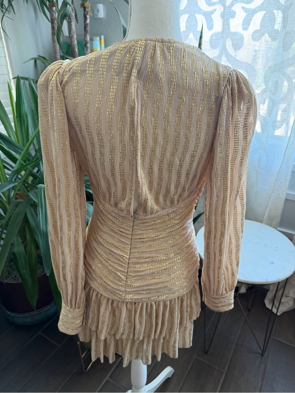 REVOLVE Sabina musayev dragonfly Gold Ruched Long Sleeve Mini Dress - Picture 3 of 8
